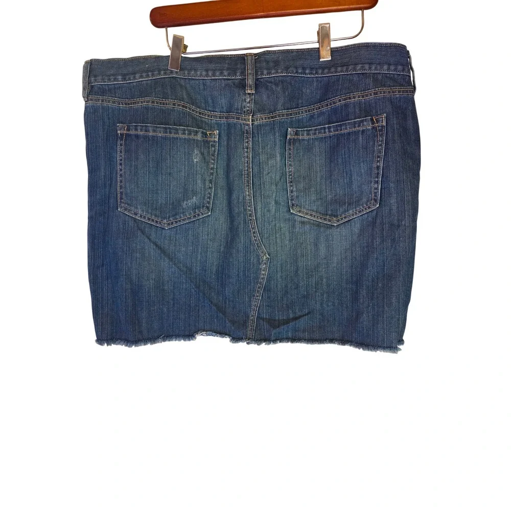 Old Navy Womens Denim‎ Mini Skirt Blue Raw Hem Distressed Cotton 16 Plus Size
